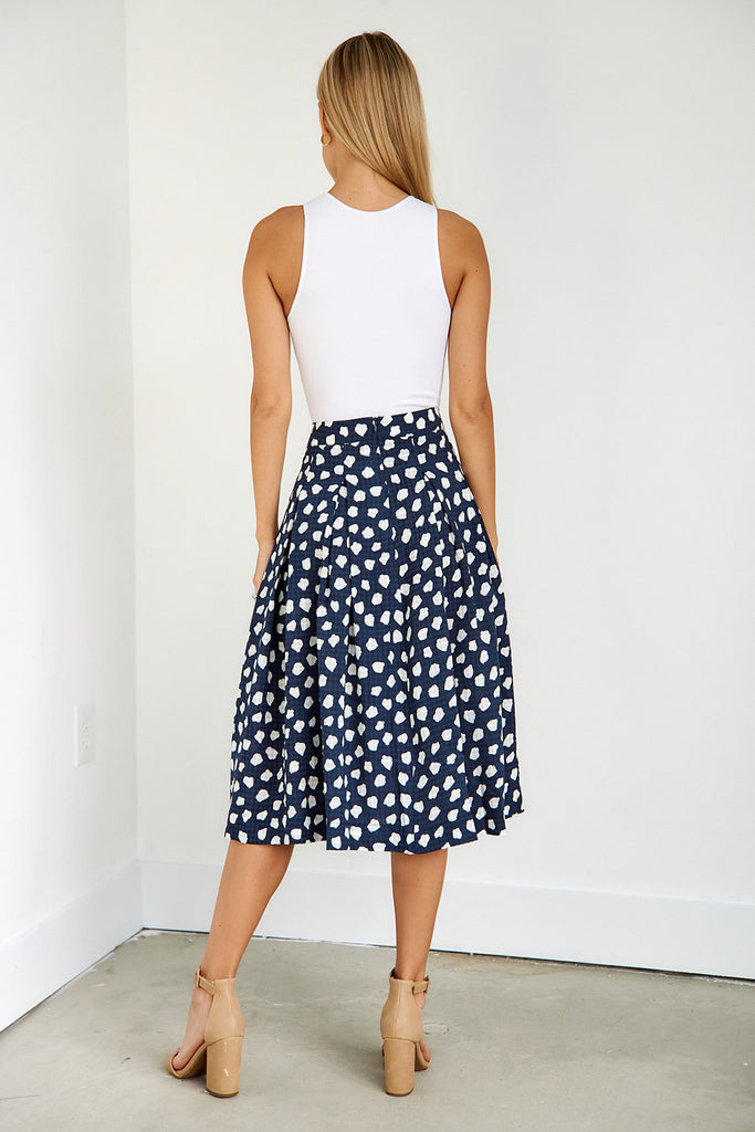 Livia Polka Dot Midi Skirt - fab'rik