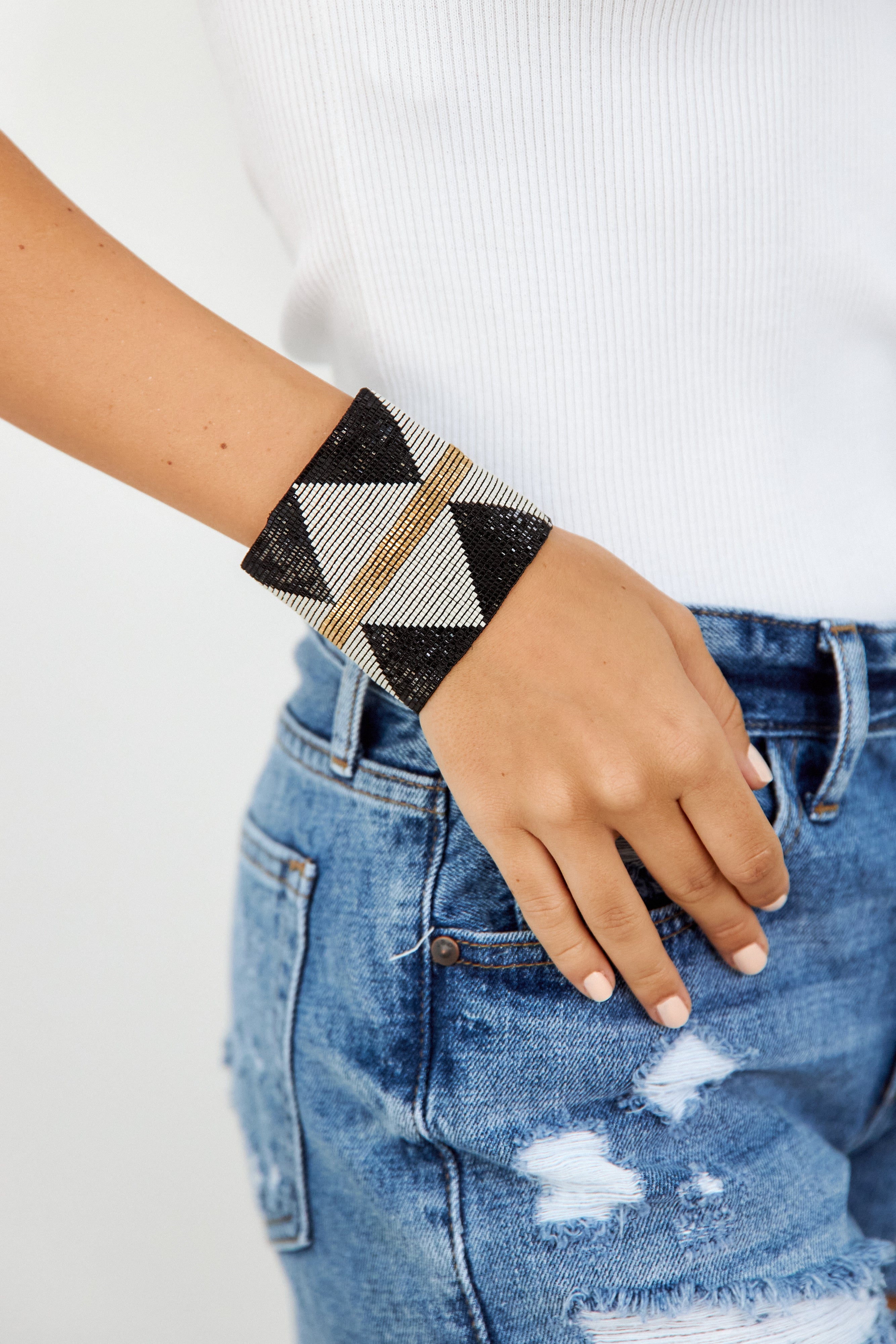 Ink+Alloy Diamonds Gold Stripe Luxe Bracelet - fab'rik