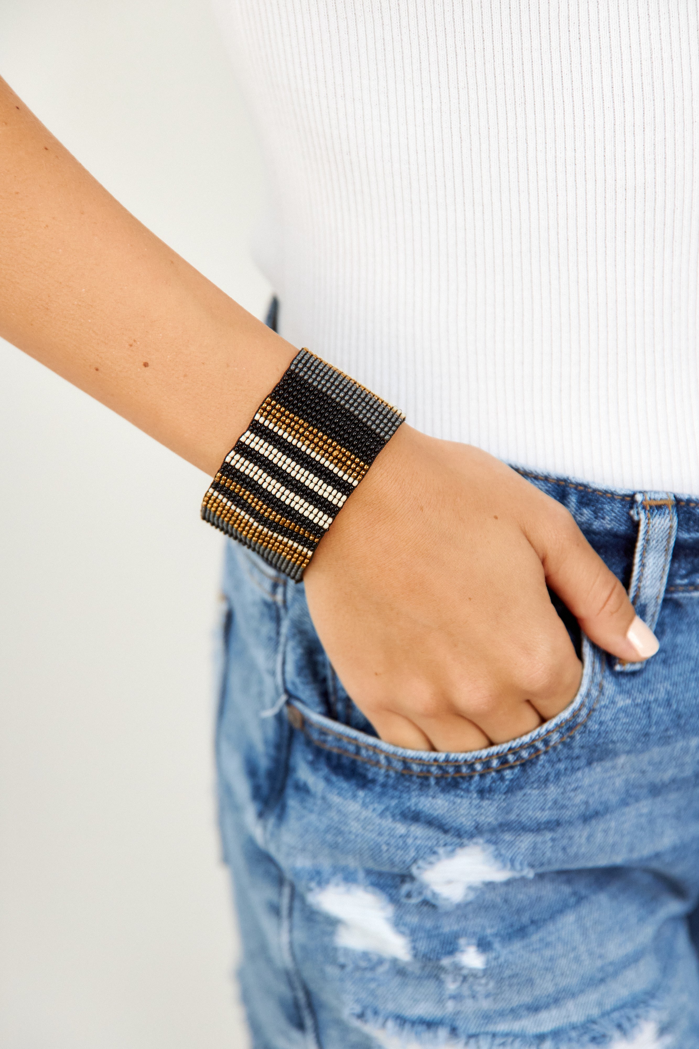 Ink+Alloy Stripe Stretch Bracelet - fab'rik