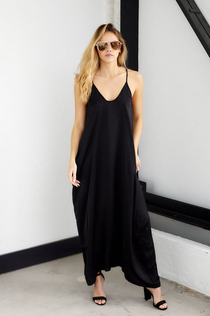 Lucy Satin Sleeveless Maxi Dress - fab'rik