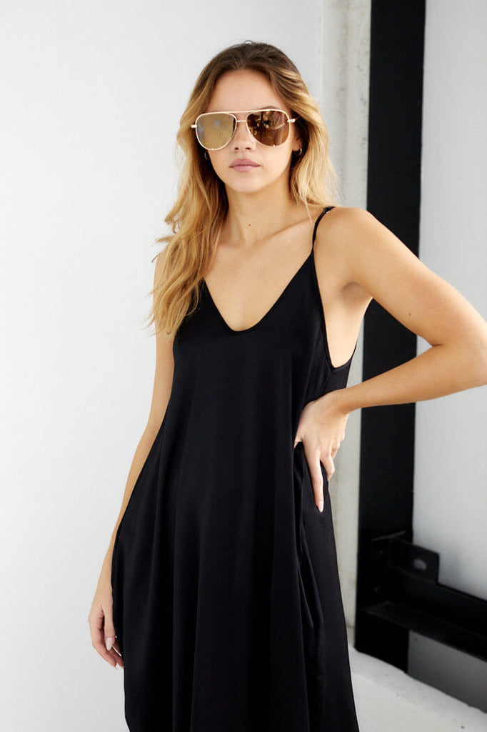 Lucy Satin Sleeveless Maxi Dress - fab'rik