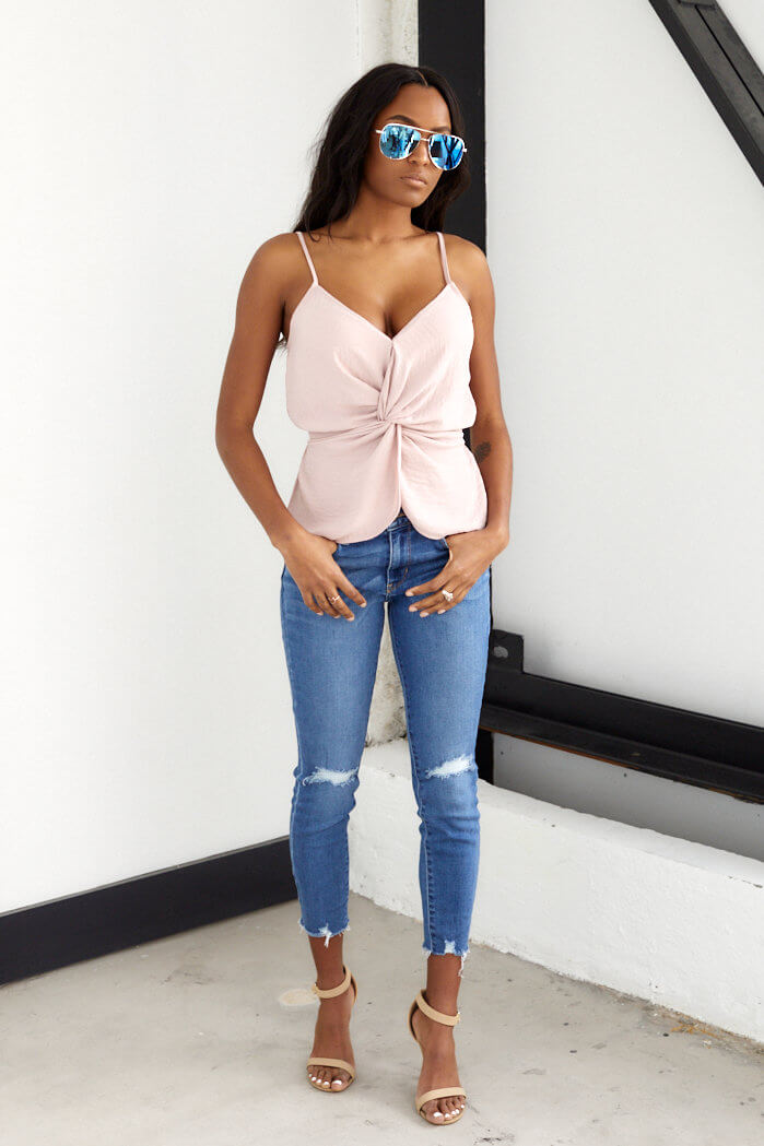 SALE - Pia Twist Front Sleeveless Blouse - fab'rik