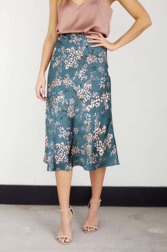 Fawn Floral Midi Slip Skirt - fab'rik