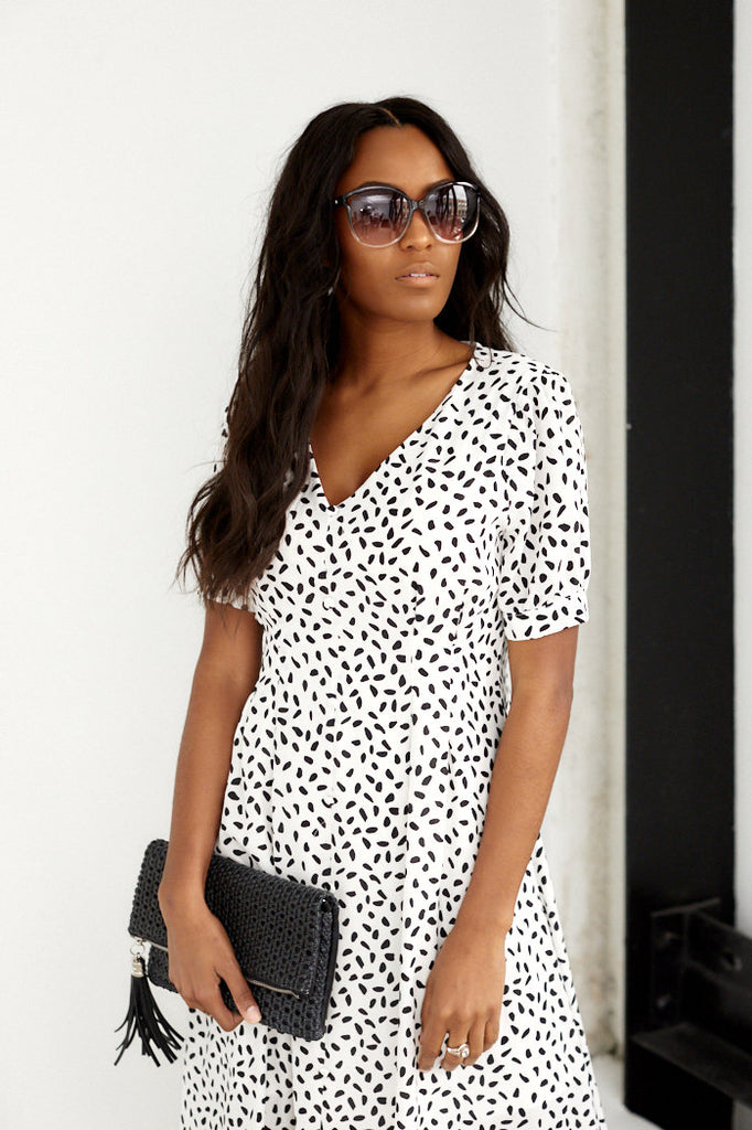 June Short Sleeve Print Mini Dress - fab'rik