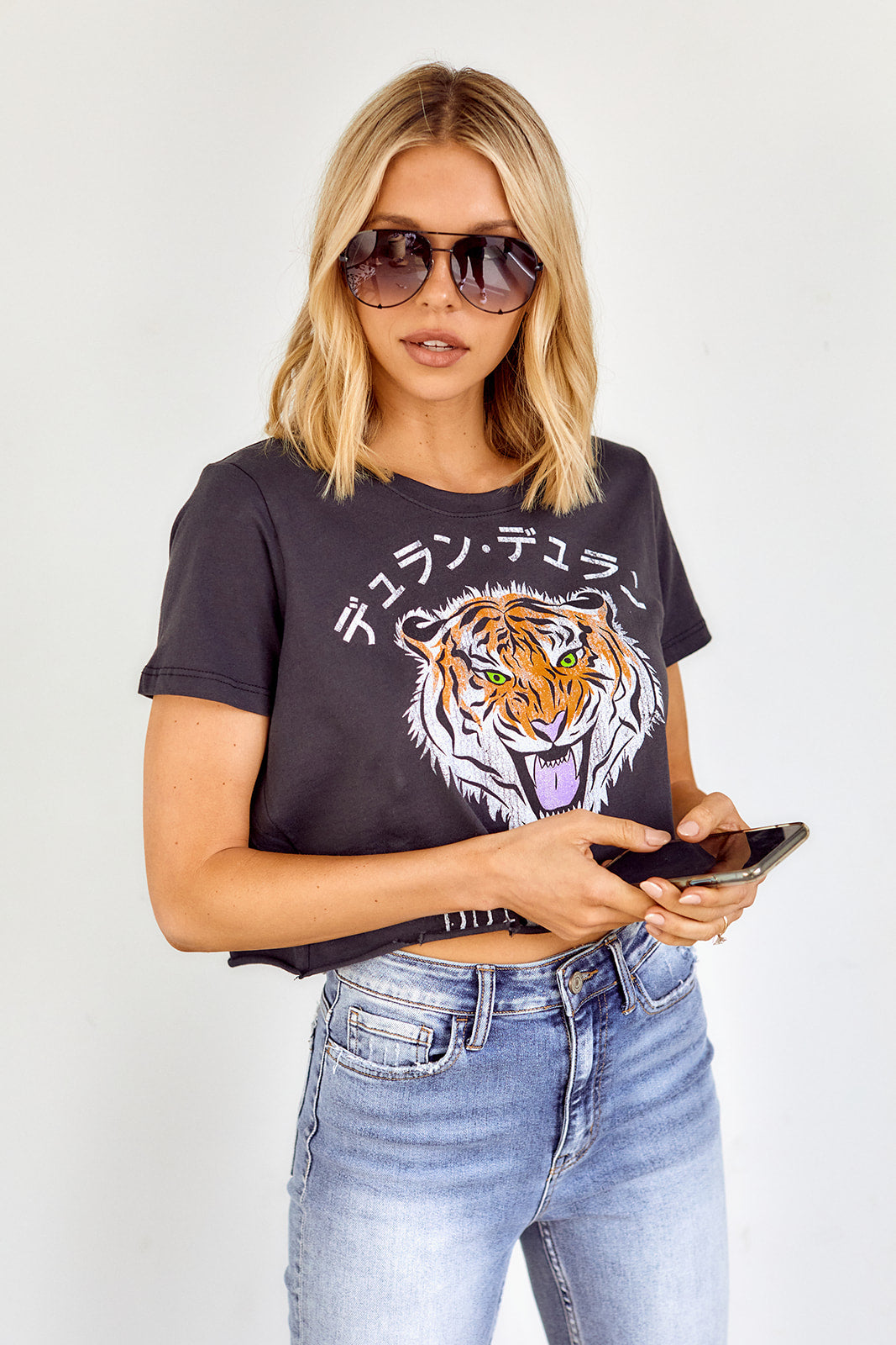 SALE - Duran Duran Tiger Cropped Graphic Tee - fab'rik