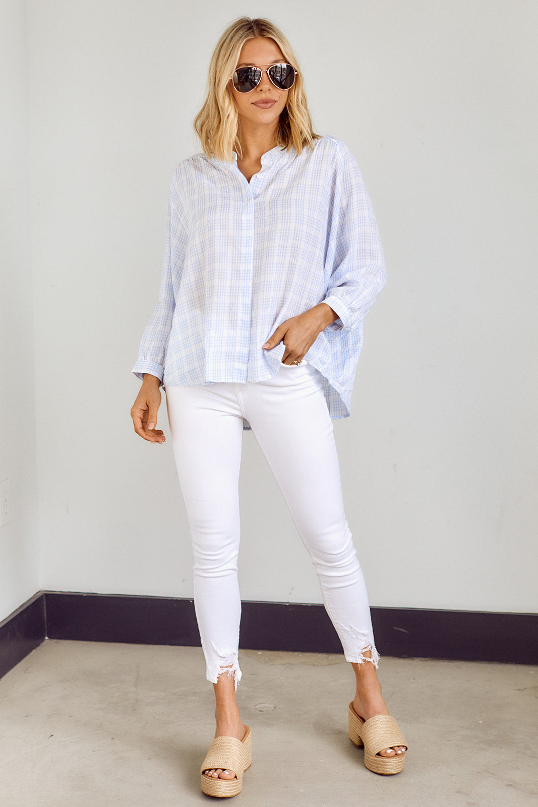 SALE -  Cami Plaid Button Front Blouse - fab'rik