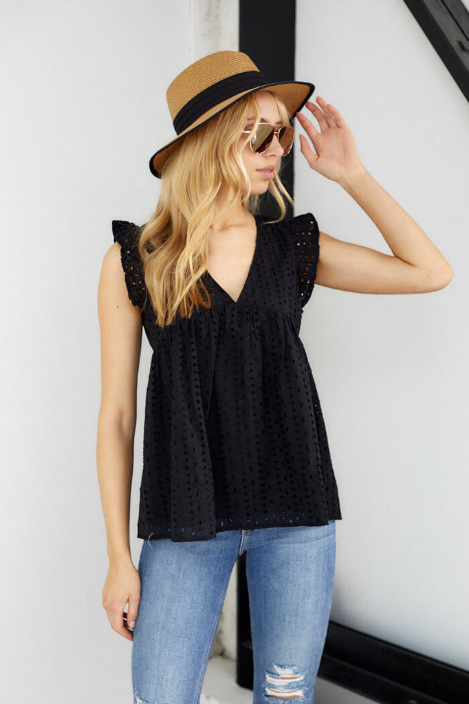 SALE - Livy Eyelet Ruffle Top - fab'rik