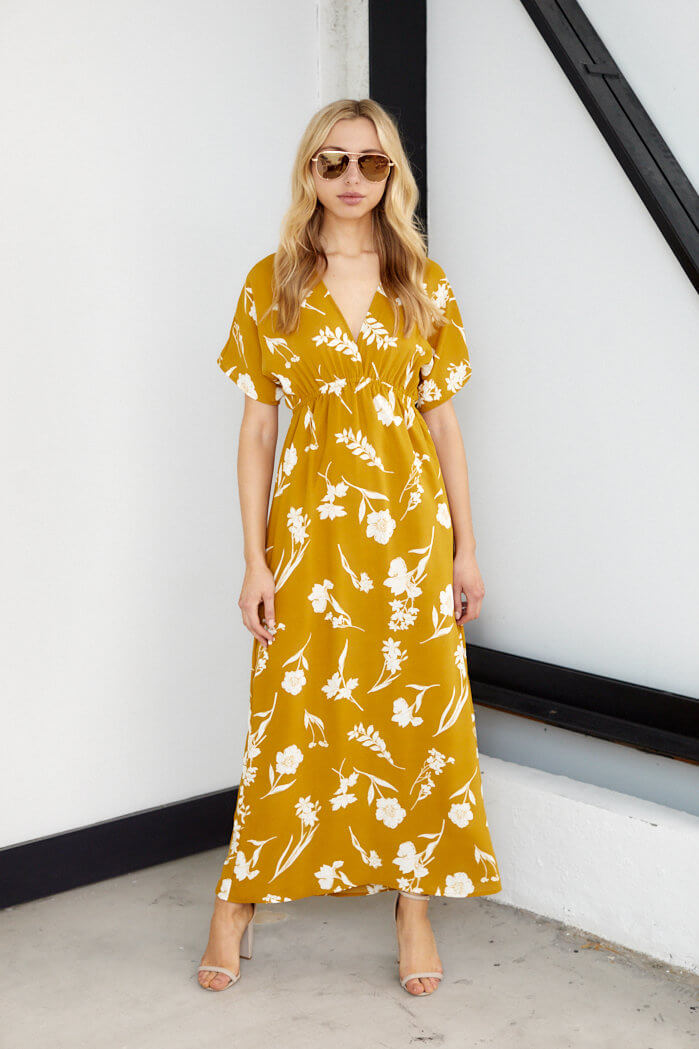 Holland Short Sleeve Floral Print Maxi - fab'rik