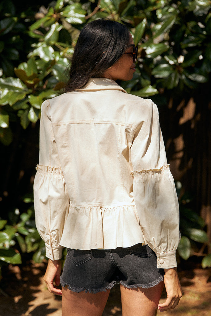 Sergio Puff Sleeve Ruffle Trim Jacket - fab'rik