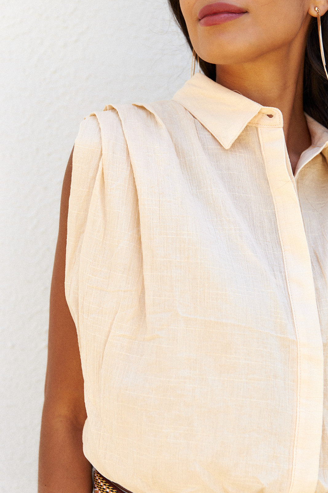 Kira Sleeveless Button Front Top - fab'rik