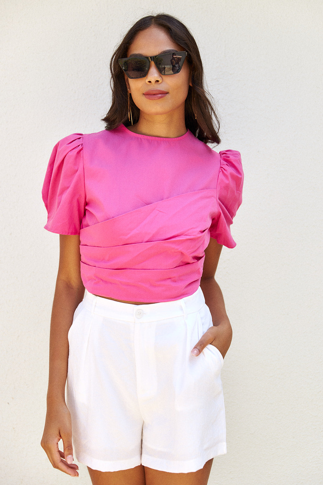 Lola Tie Back Puff Sleeve Blouse - fab'rik