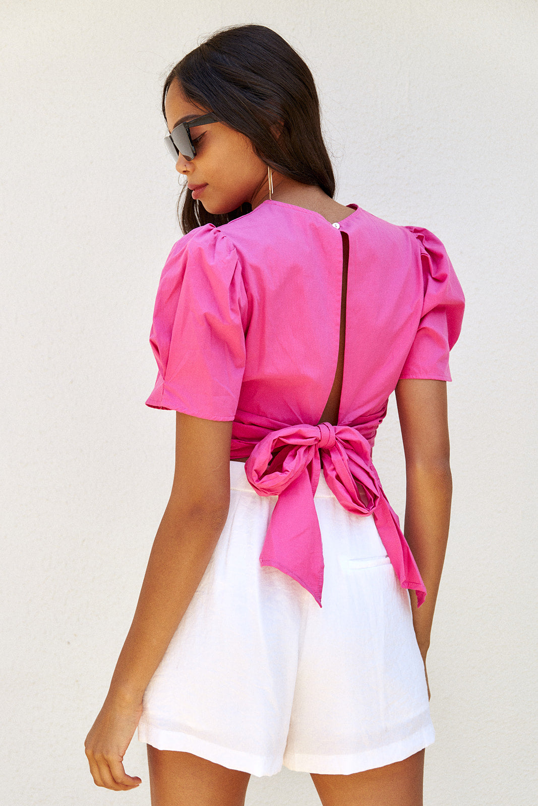 Lola Tie Back Puff Sleeve Blouse - fab'rik