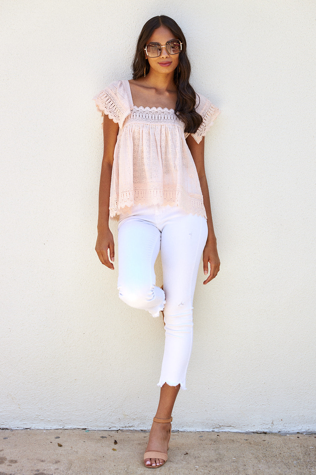 Contessa Lace Trim Babydoll Blouse - fab'rik