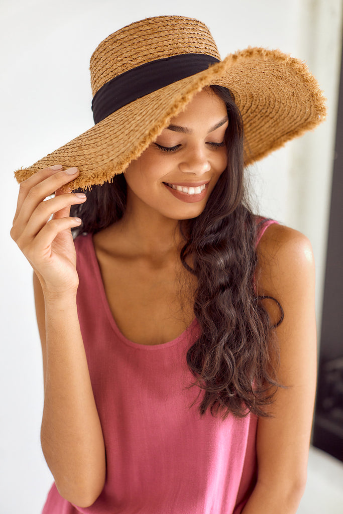 SALE - Mira Straw Boater Hat - fab'rik