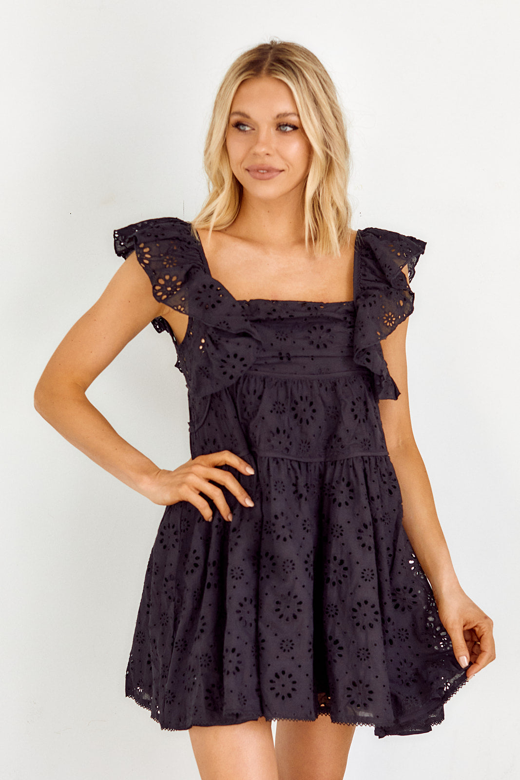 Myra Eyelet Ruffle Dress - fab'rik