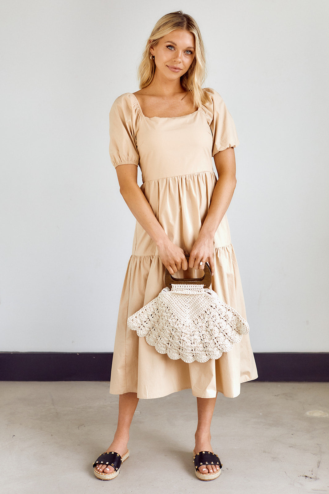 SALE - Lumi Tiered Puff Sleeve Midi Dress - fab'rik