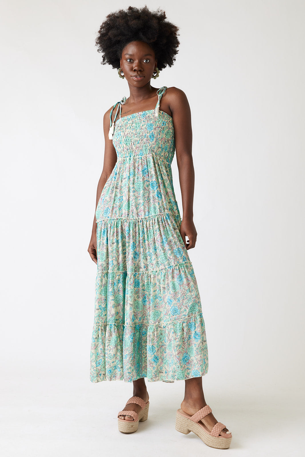 Elena Paisley Smocked Maxi Dress - fab'rik
