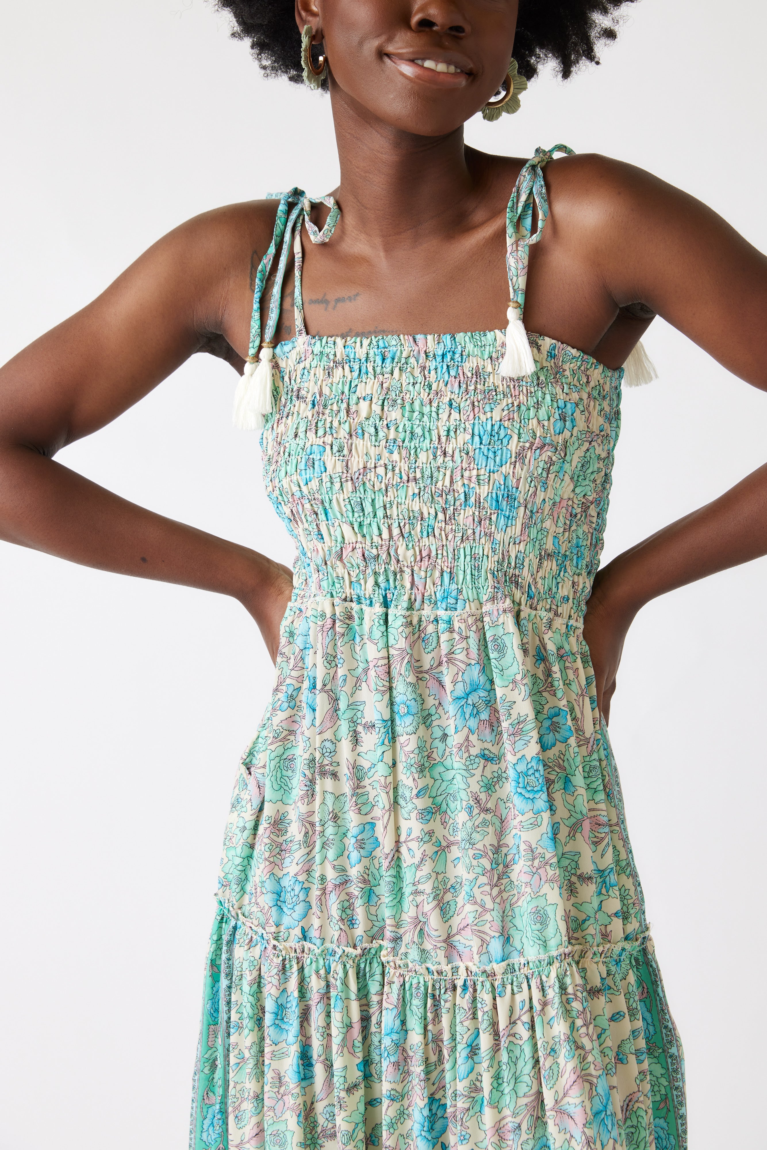 Elena Paisley Smocked Maxi Dress - fab'rik