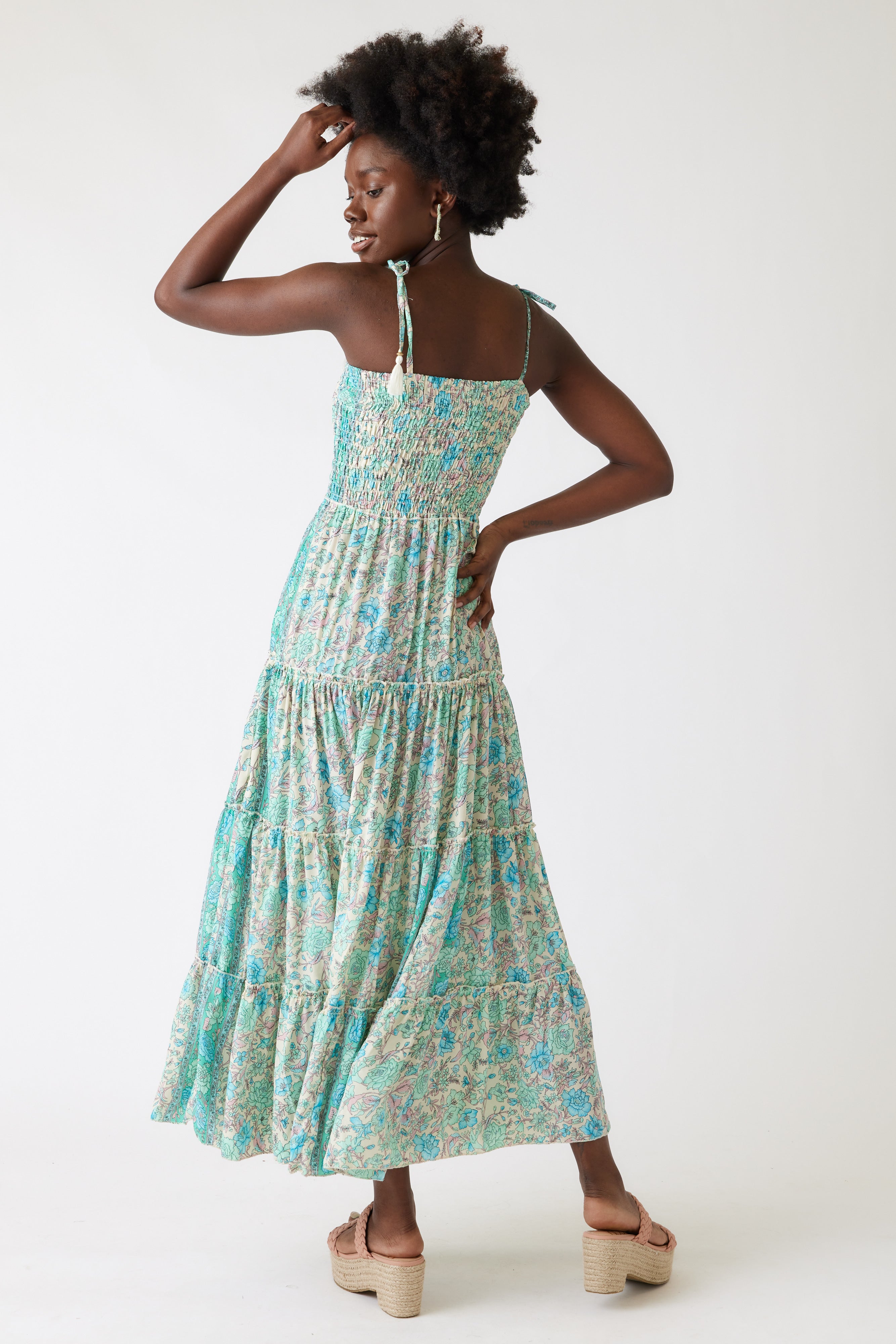 Elena Paisley Smocked Maxi Dress - fab'rik