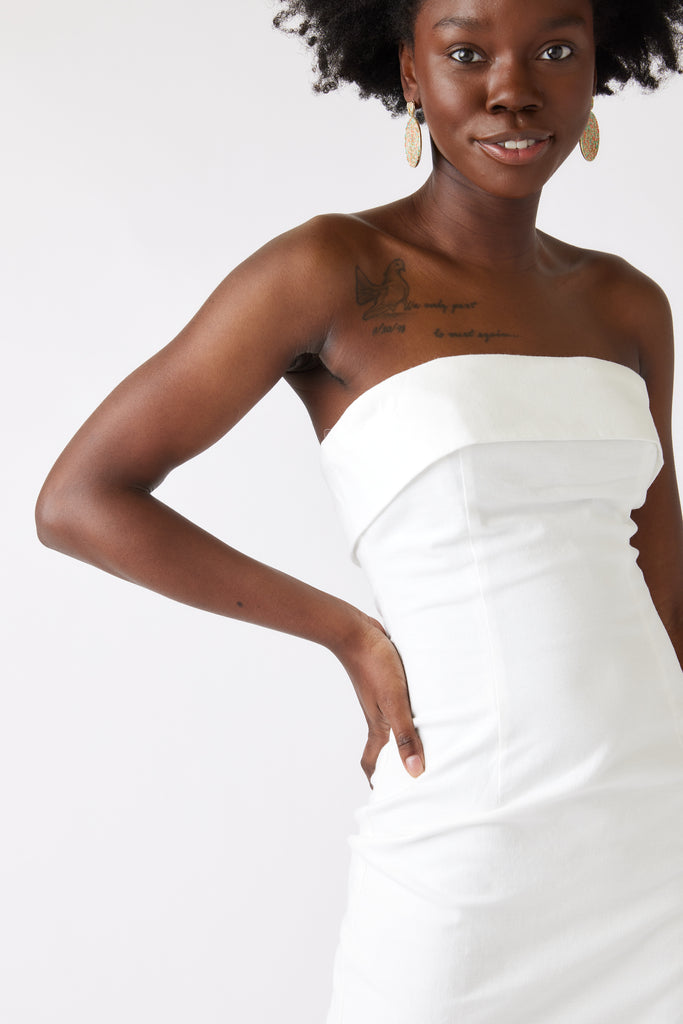 Kelsey Strapless Bodycon Midi Dress - fab'rik