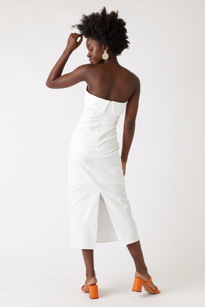 Kelsey Strapless Bodycon Midi Dress - fab'rik