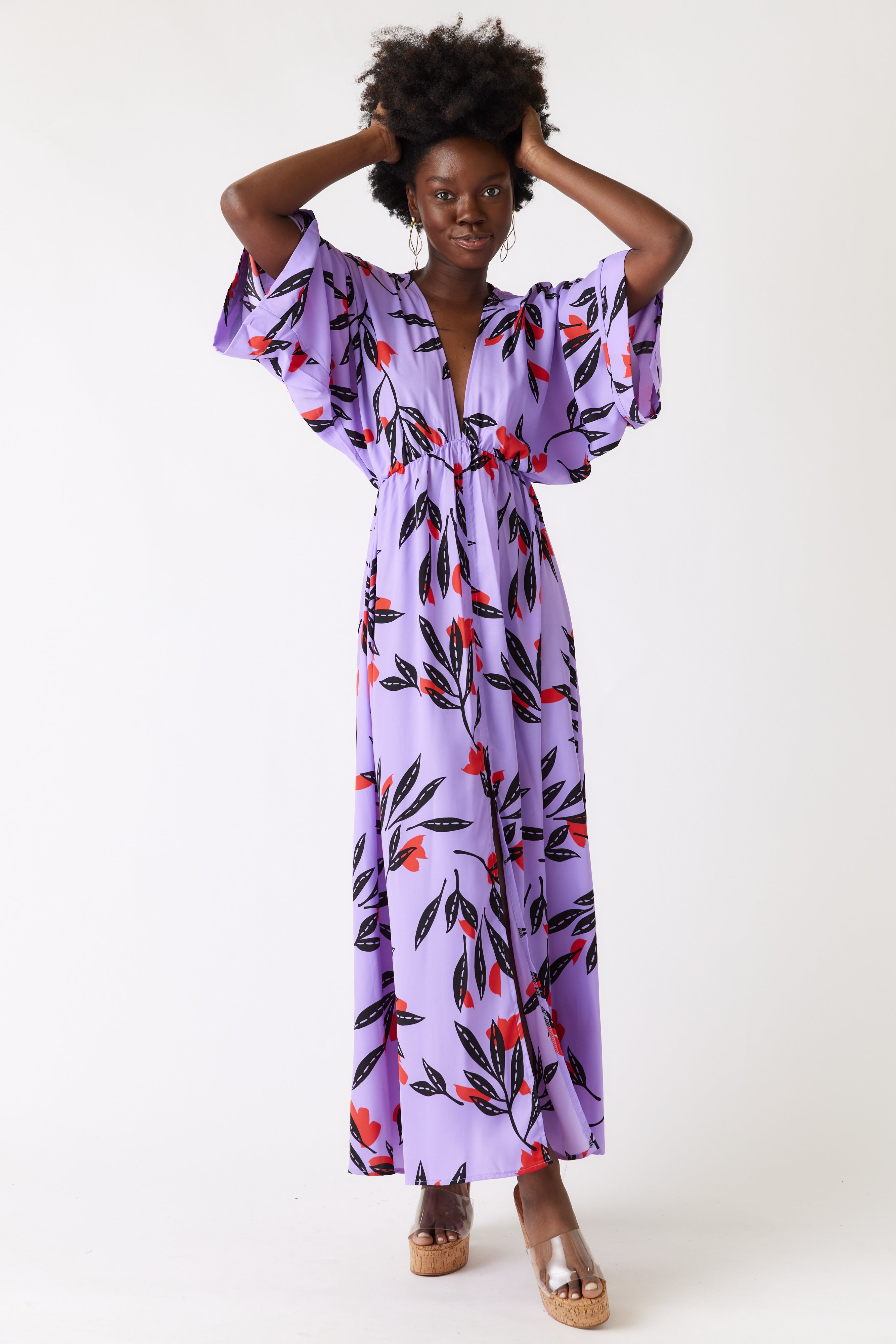 Sophie Printed Kimono Maxi Dress - fab'rik