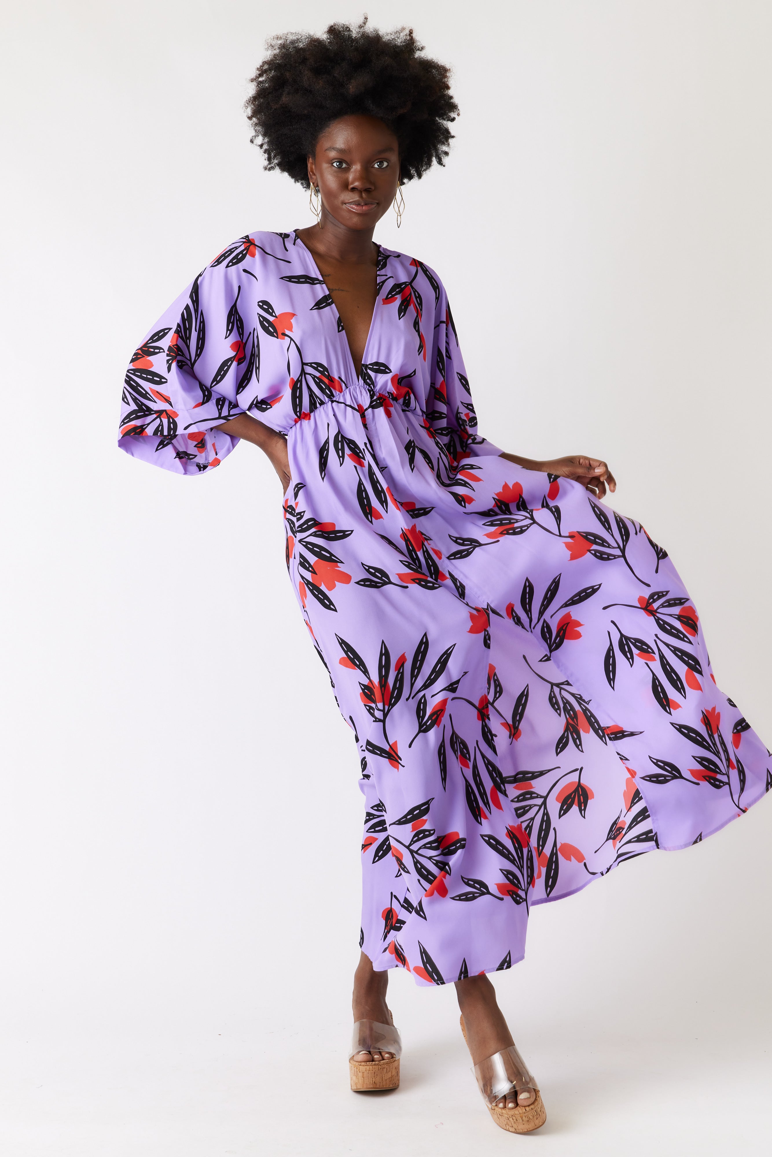 Sophie Printed Kimono Maxi Dress - fab'rik
