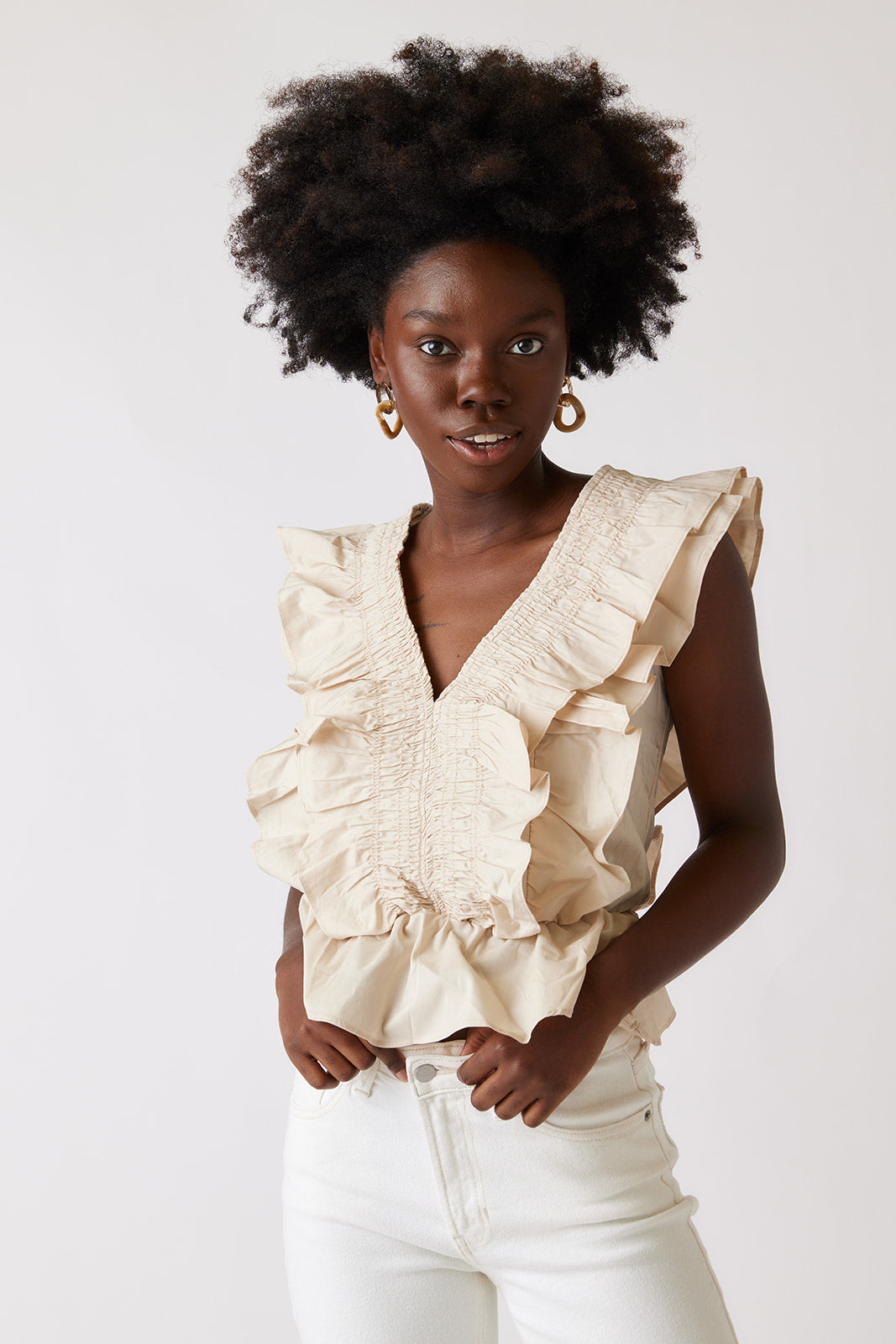 Raven Smocked Detail Ruffled Blouse - fab'rik