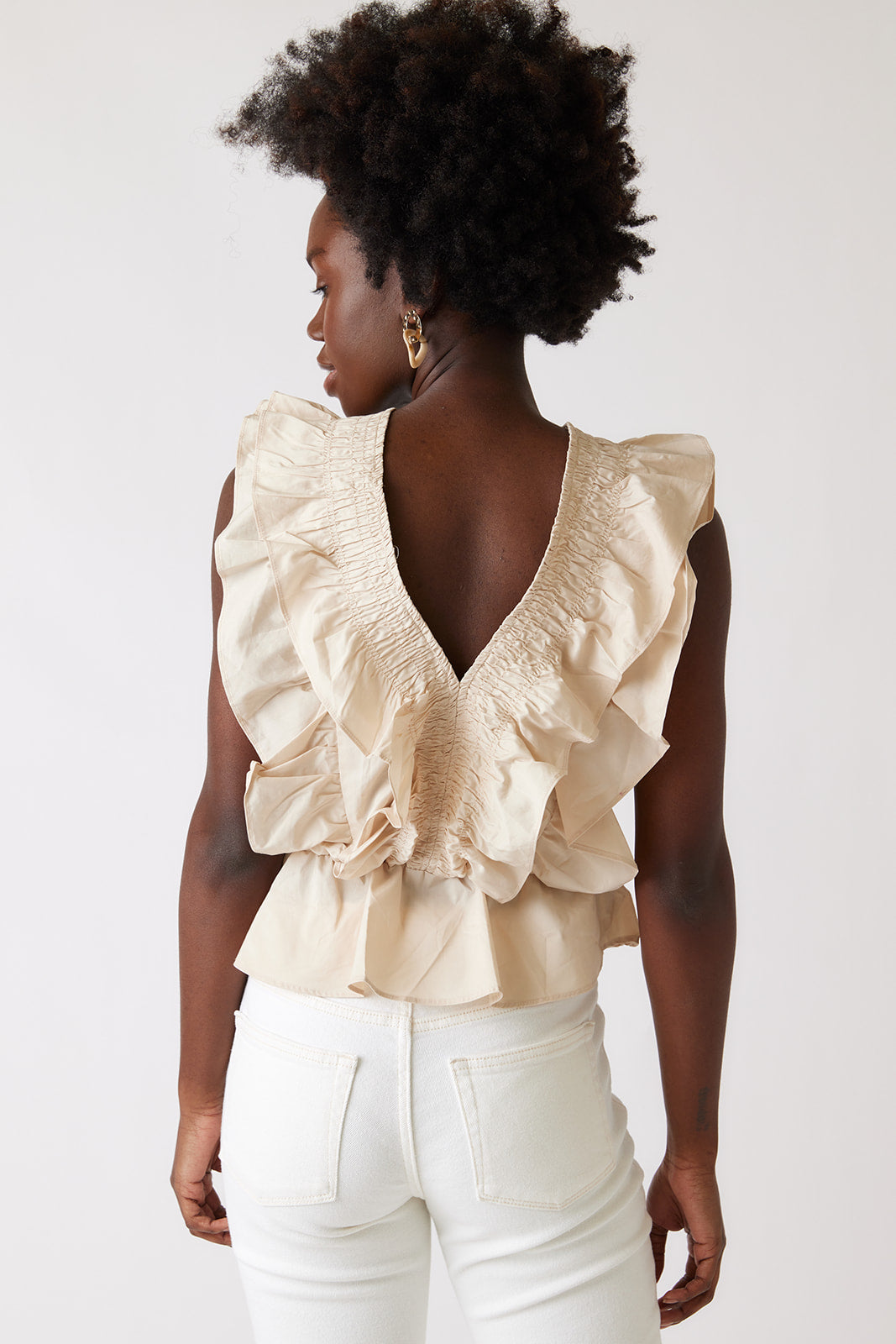 Raven Smocked Detail Ruffled Blouse - fab'rik