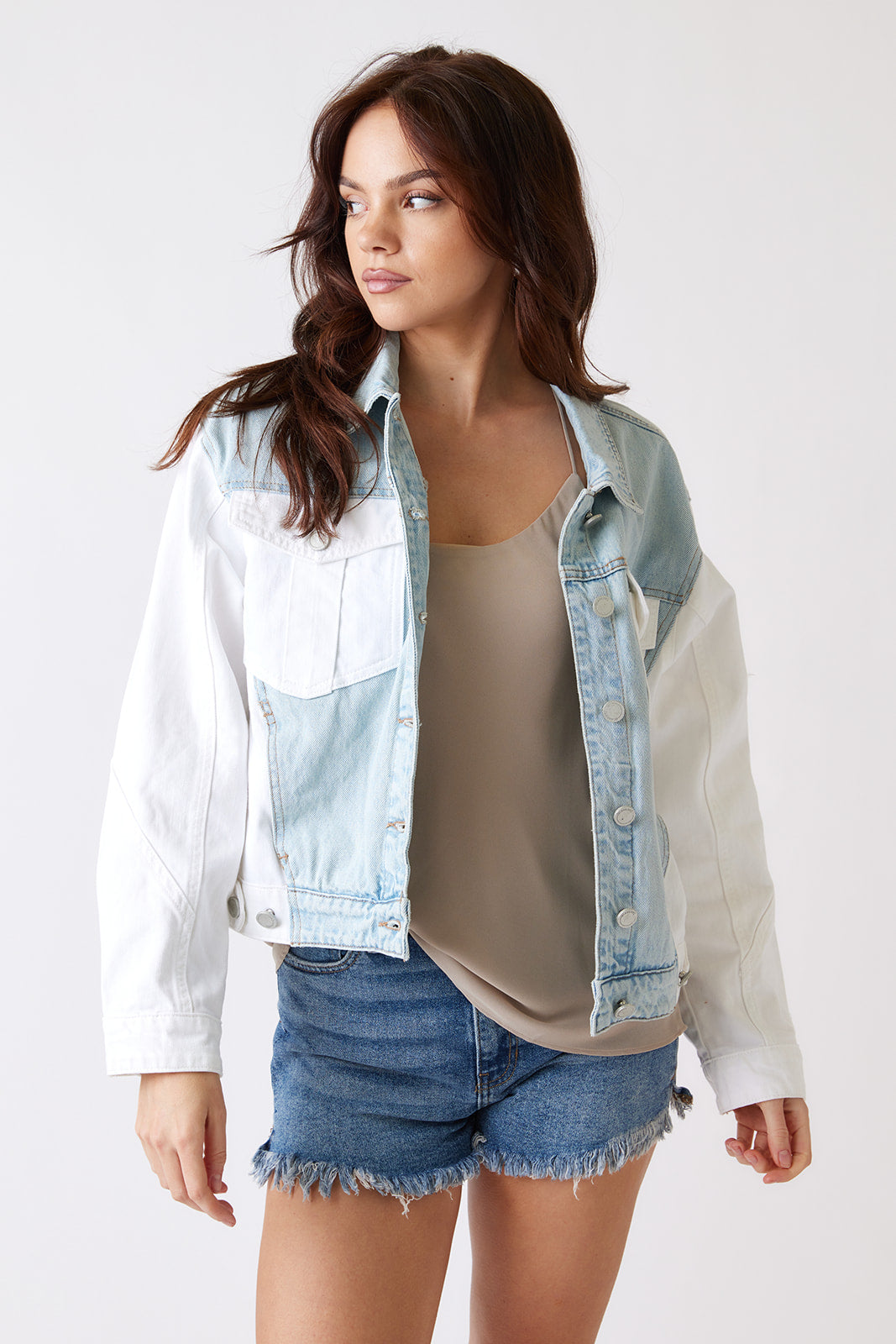 No Limit Color Blocked Denim Jacket - fab'rik