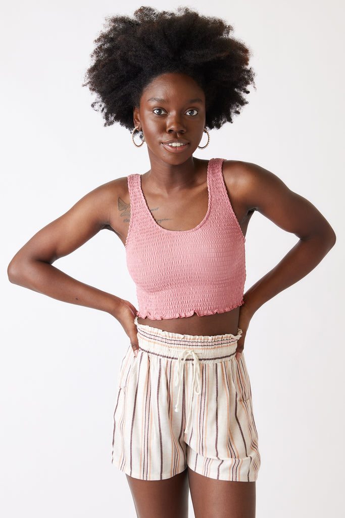 Rosa Smocked Crop Tank - fab'rik
