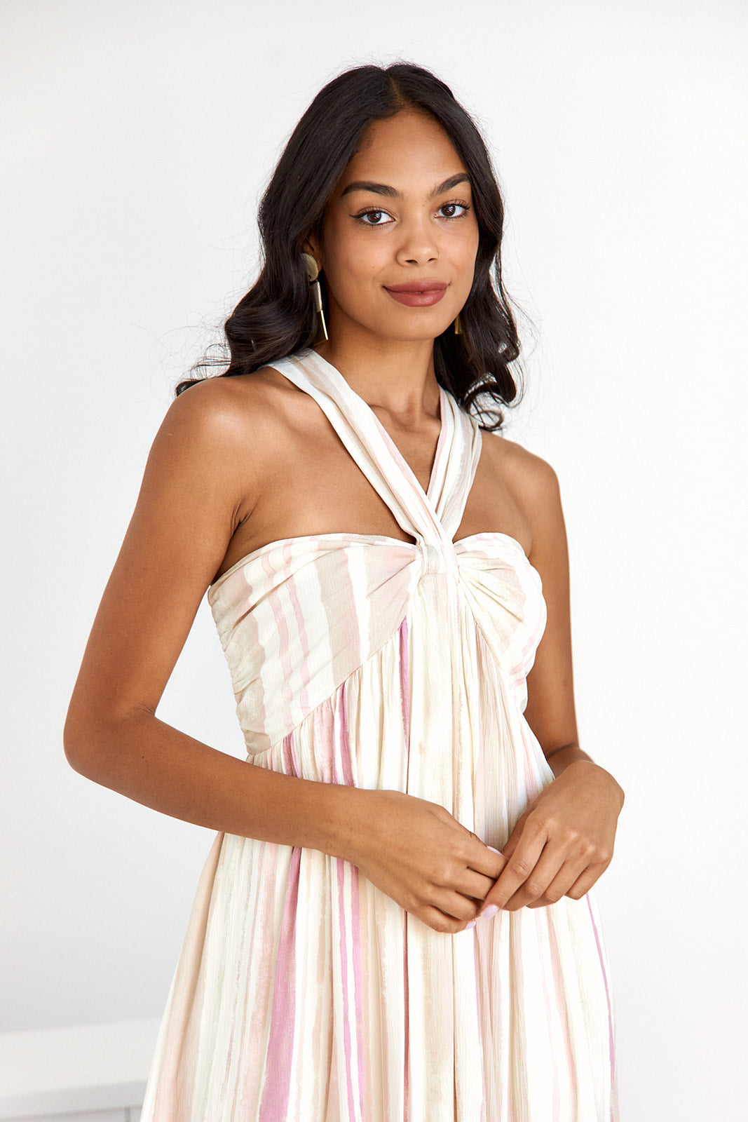 Lucian Stripe Halter Dress - fab'rik