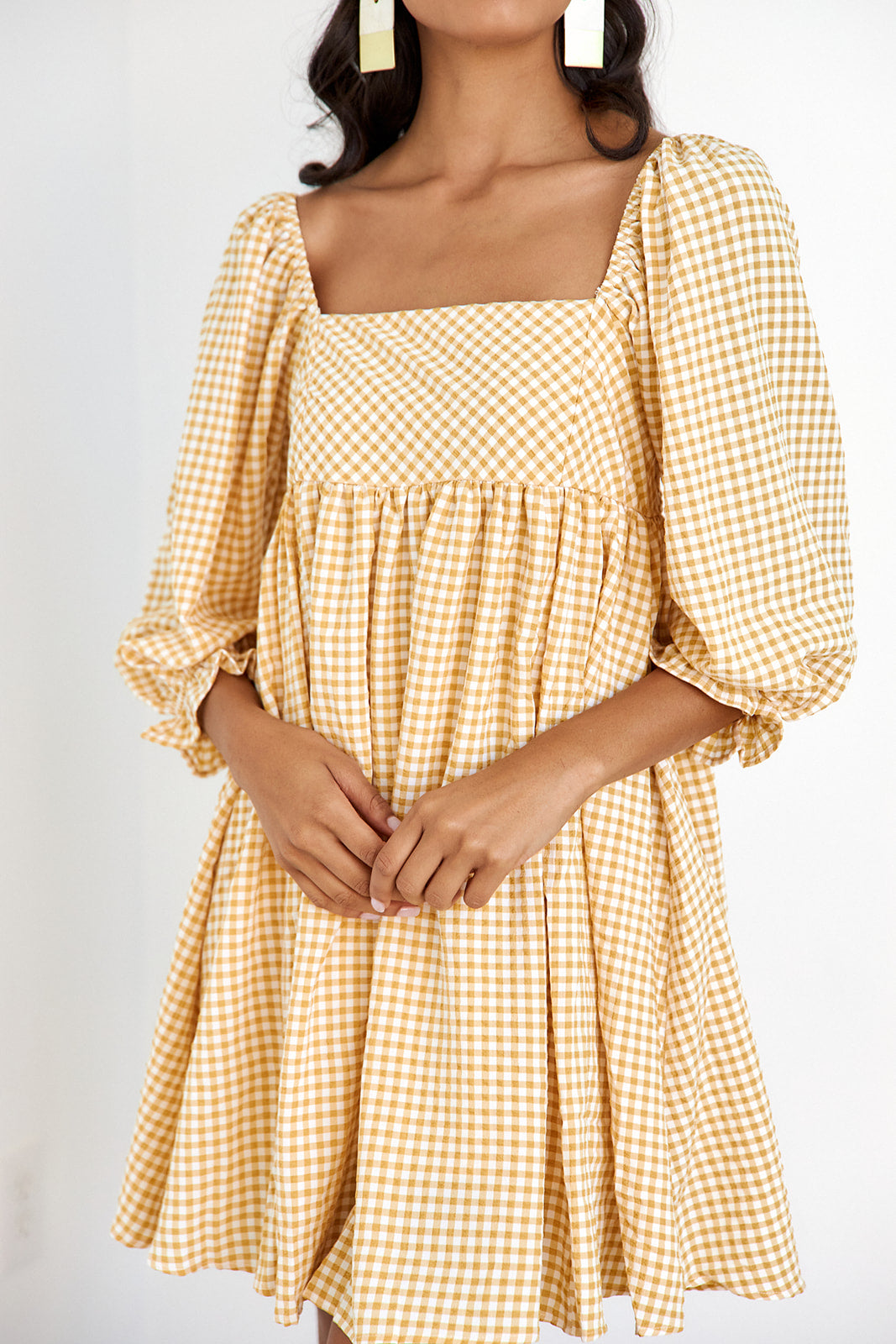 Keely Gingham Babydoll Dress - fab'rik