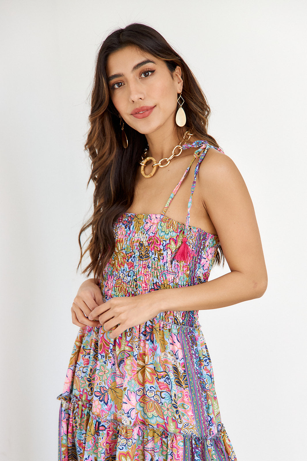 Cheree Smocked Paisley Maxi Dress - fab'rik