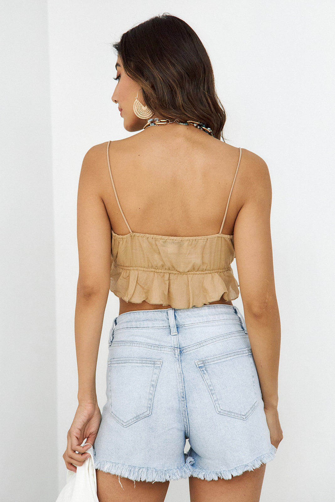 Atlas Ruffle Cami Cropped Top - fab'rik