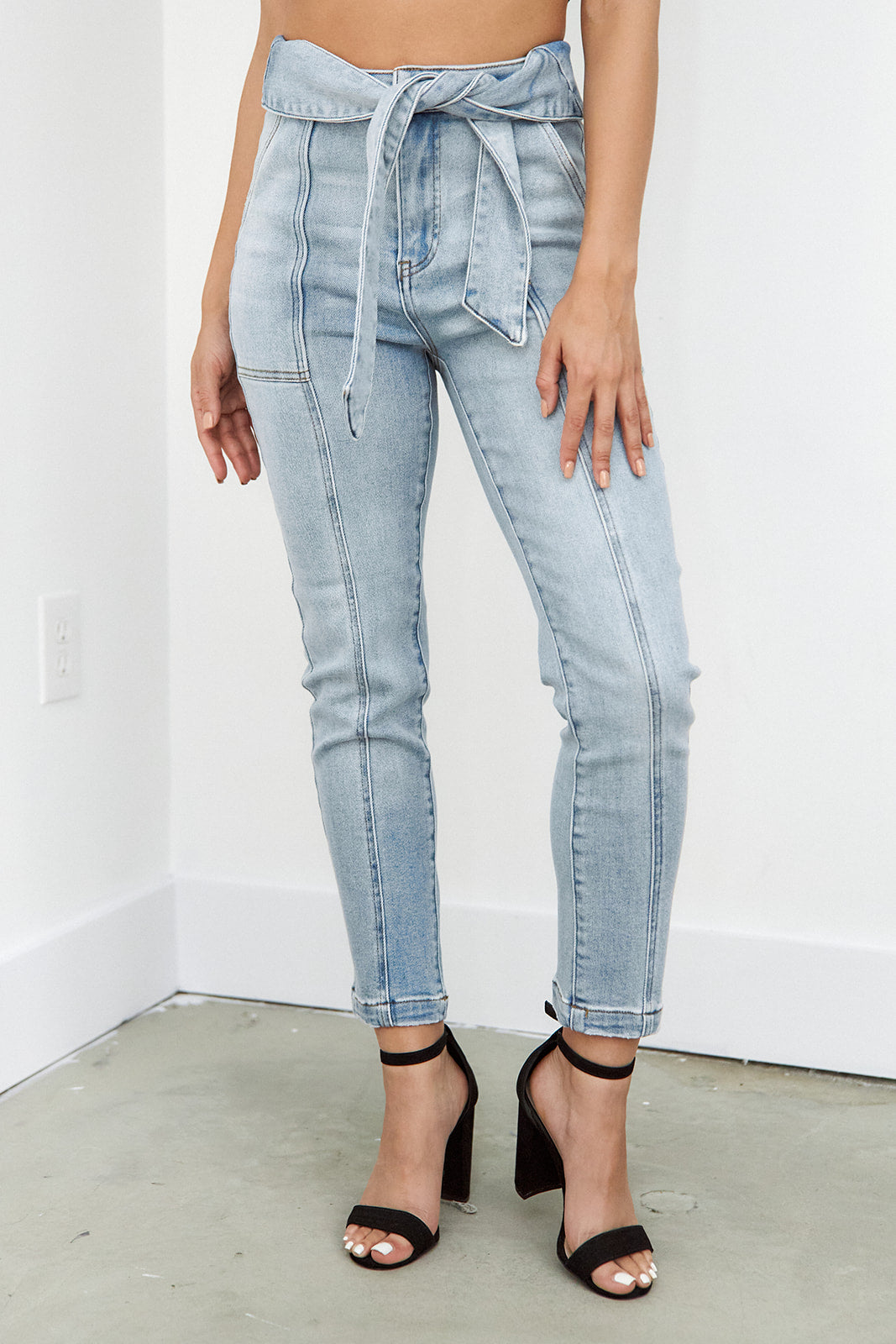 Havin High Rise Belted Skinny Jeans - fab'rik