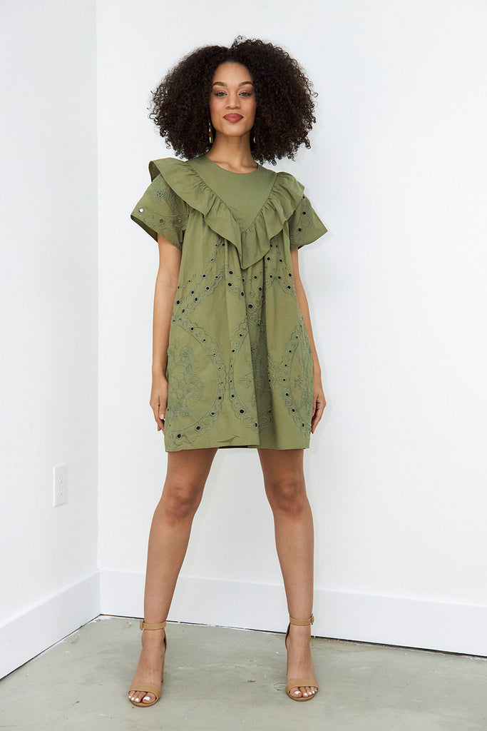 Beverlie Ruffled Eyelet Dress - fab'rik