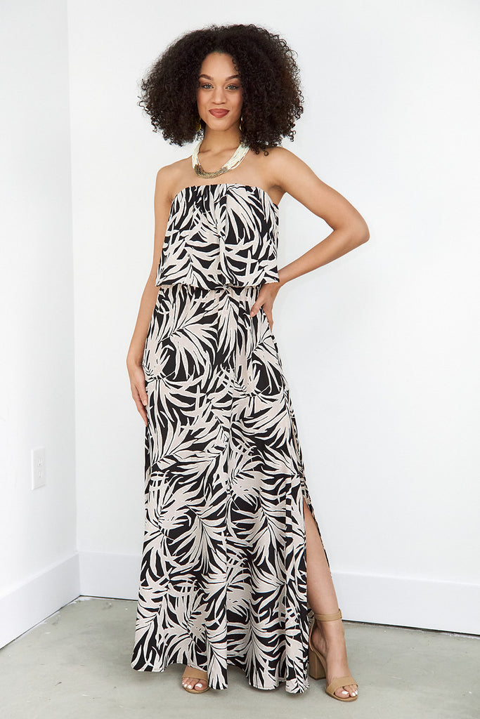 Santiago Palm Print Maxi Dress - fab'rik
