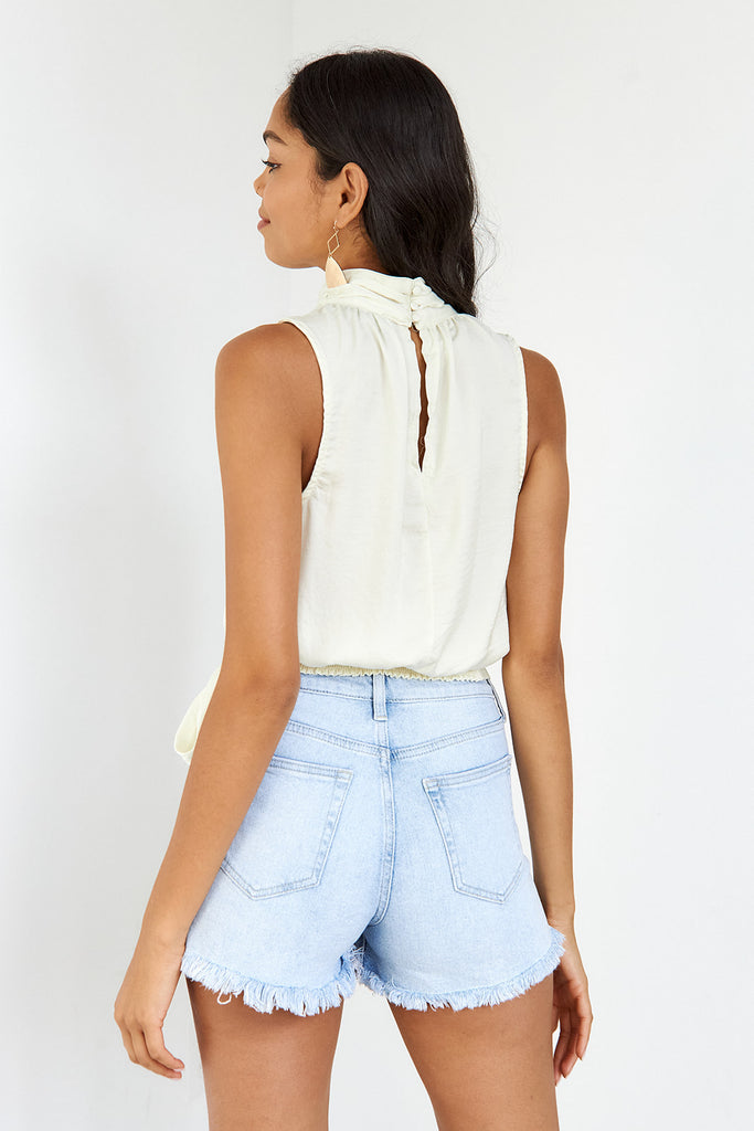 Crawford High Neck Tie Waist Blouse - fab'rik