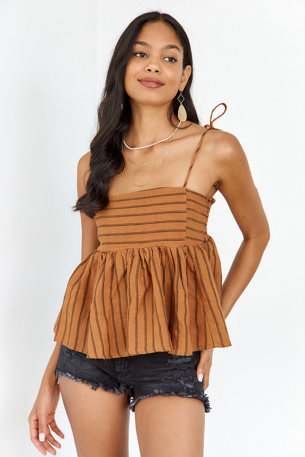 Esme Striped Peplum Tank - fab'rik