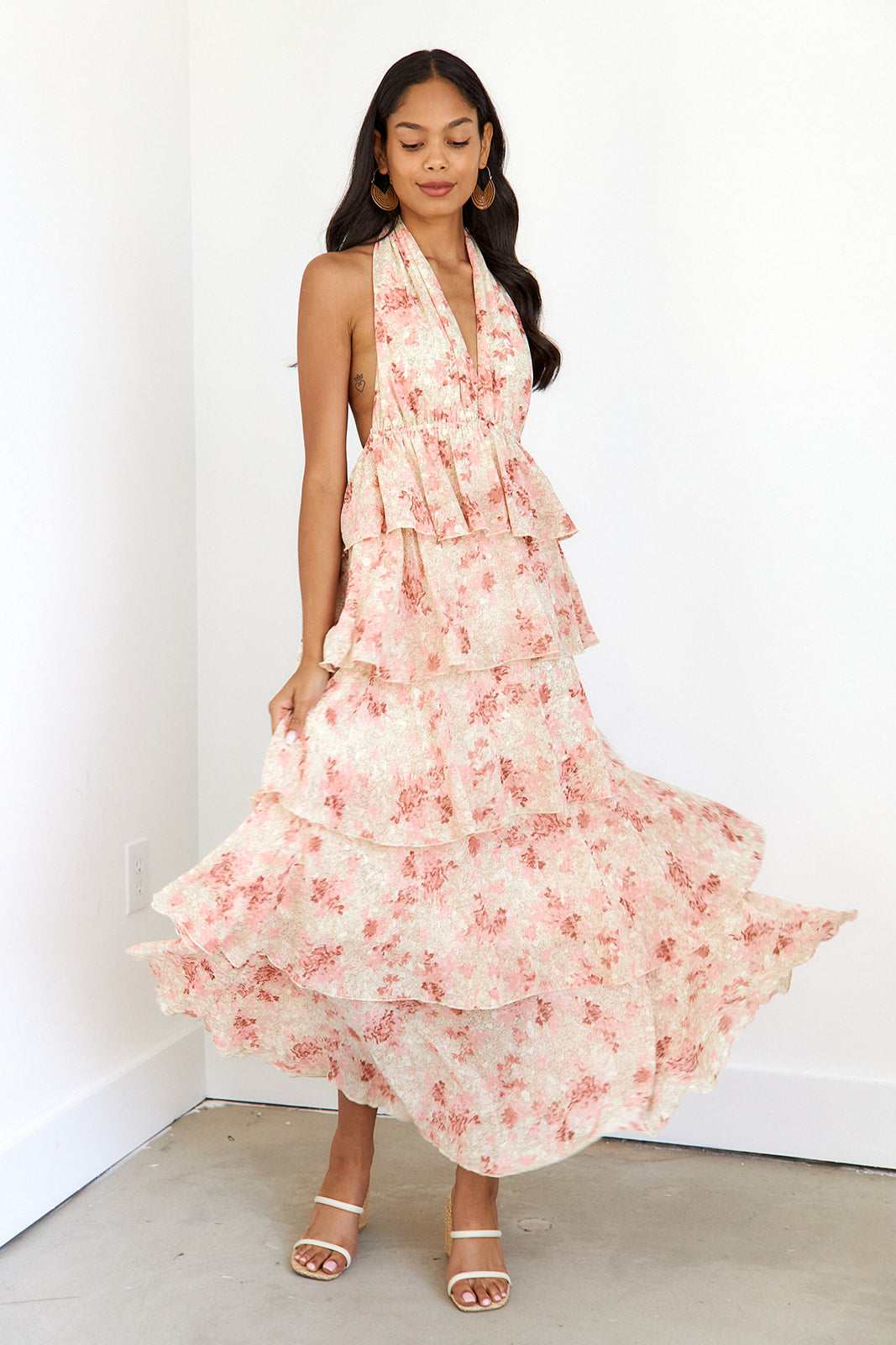 Prescott Tiered Halter Maxi Dress - fab'rik
