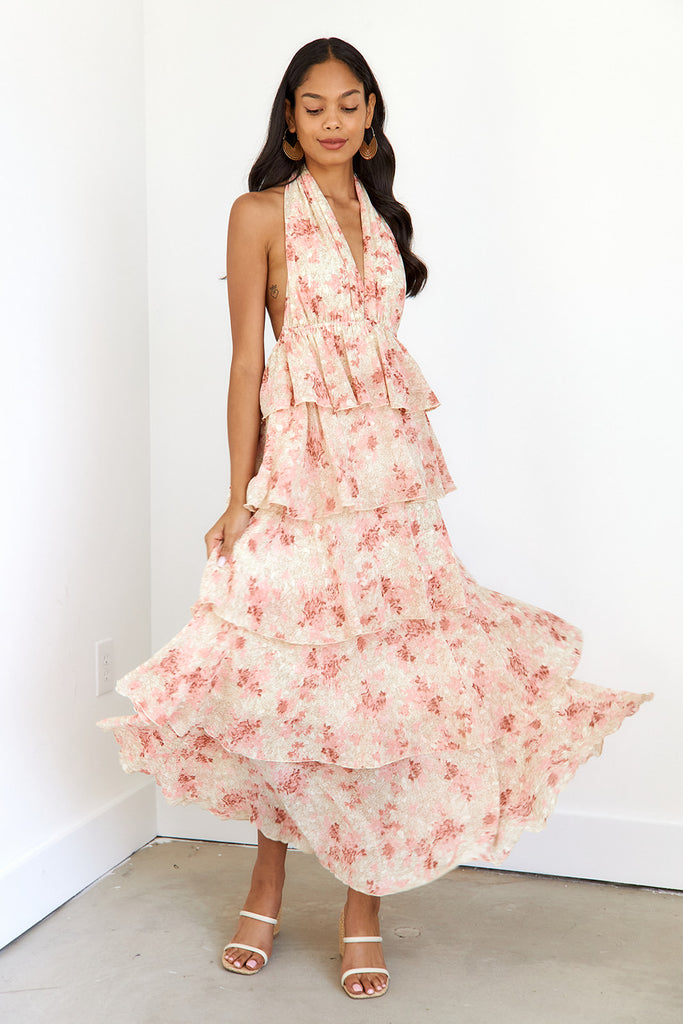 Prescott Tiered Halter Maxi Dress - fab'rik