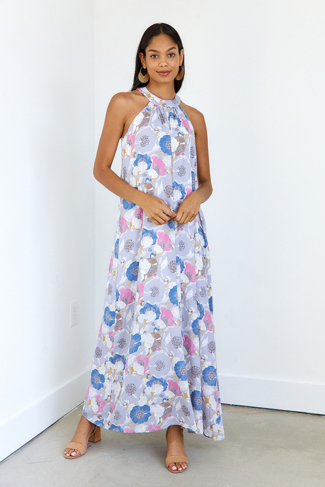 Sparta Floral High Neck Maxi Dress - fab'rik