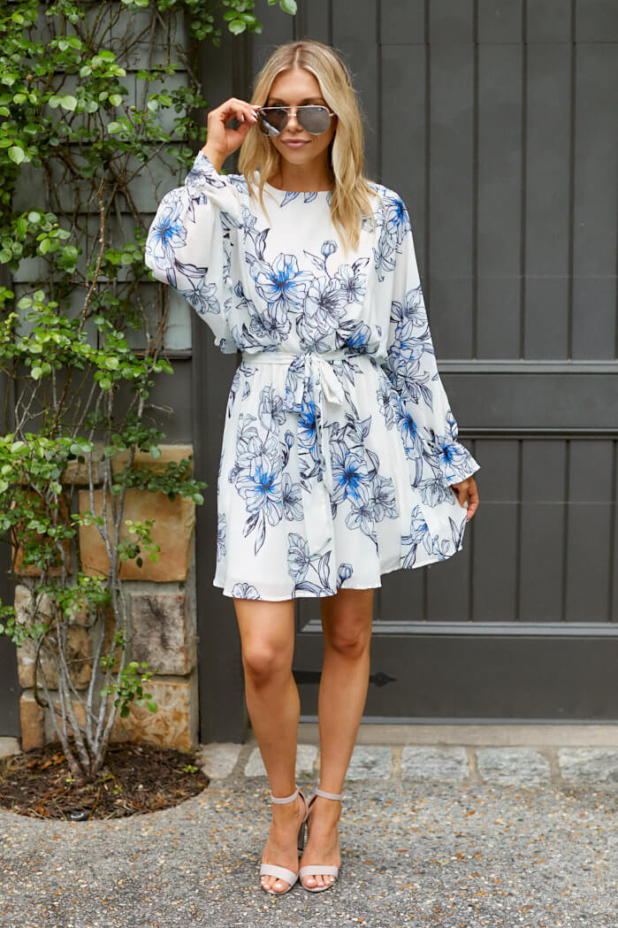 SALE - Savannah Floral Long Sleeve Mini Dress - fab'rik