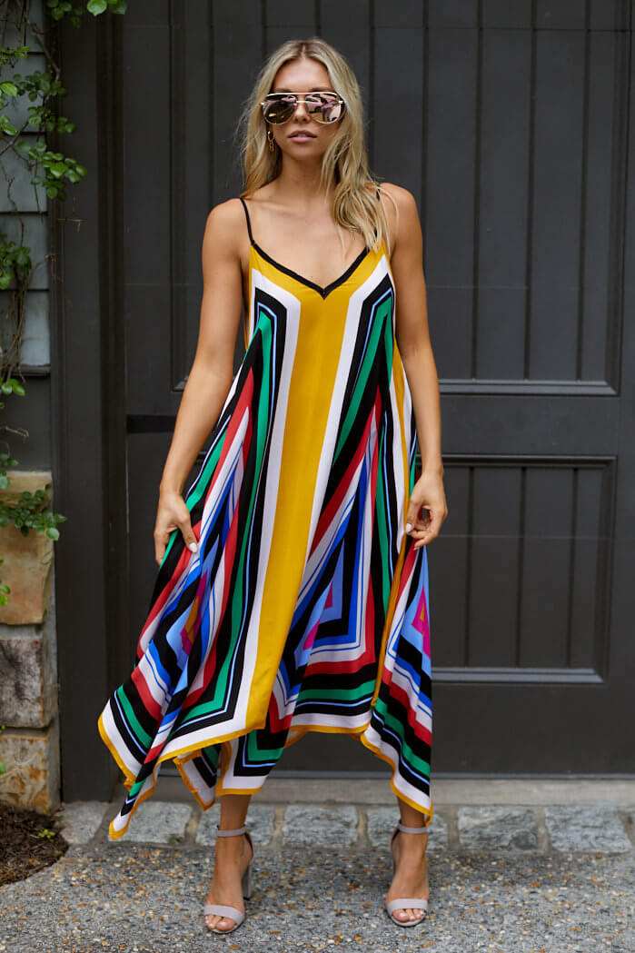 SALE - Eliza Geometric Print Handkerchief Dress - fab'rik