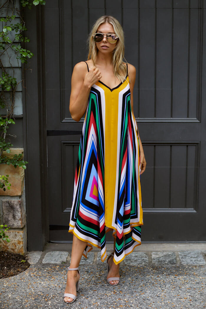 SALE - Eliza Geometric Print Handkerchief Dress - fab'rik