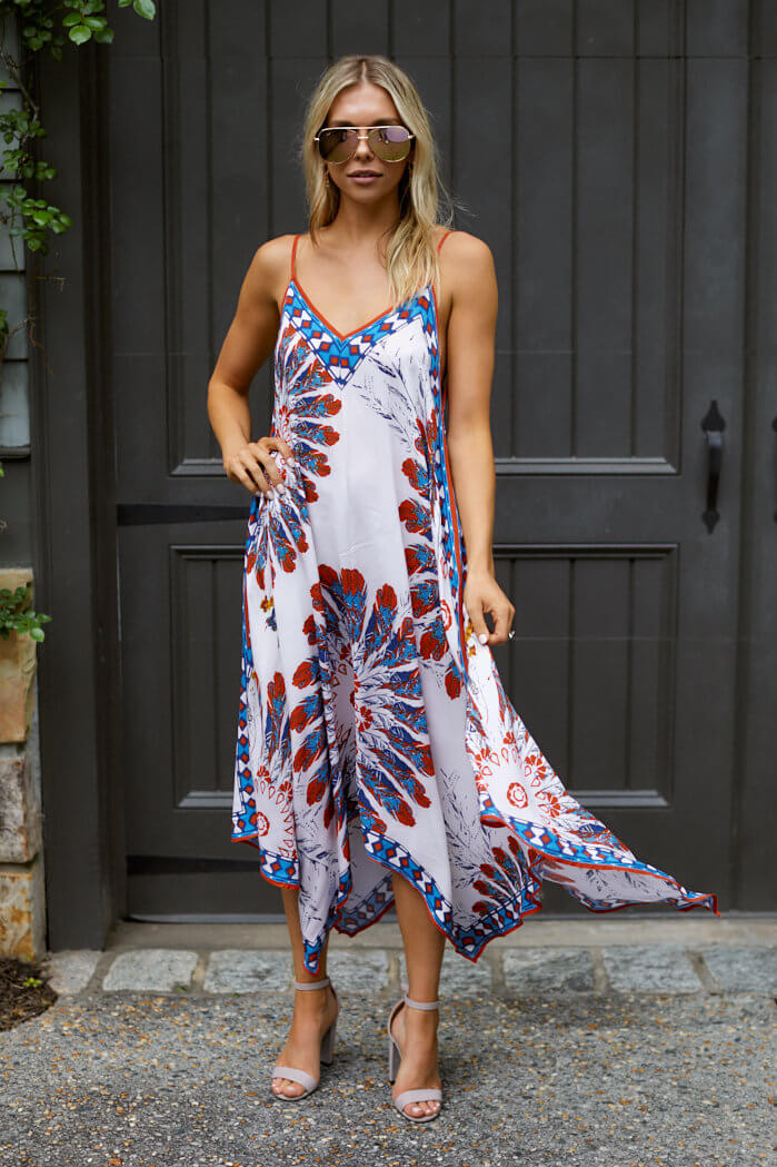 SALE - Sally Feather Print Handkerchief Dress - fab'rik