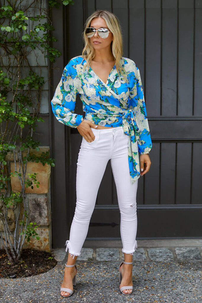 SALE - Mila Floral Printed Wrap Blouse - fab'rik