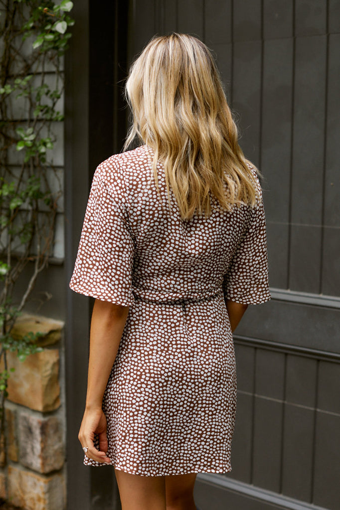 Meghan 3/4 Sleeve Mini Wrap Dress - fab'rik