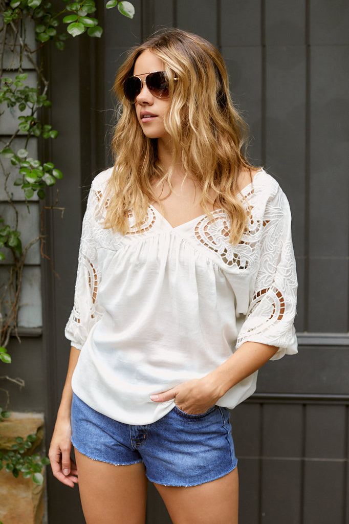 SALE - Echo Lace Detail Blouse - fab'rik